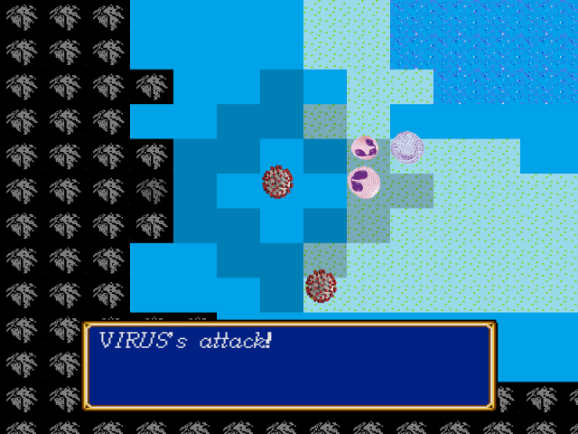 A screenshot from Immunity Force. A virus is about to attack one of the player's characters.
