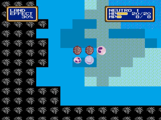 The player character, Neutro, prepares to move around the map.